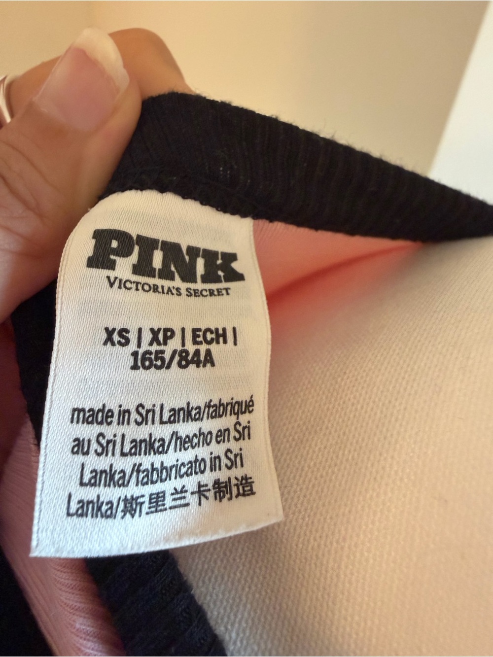 PINK Victoria's Secret Pink Ribbed Tank with Black Trim - Picture 3 of 3